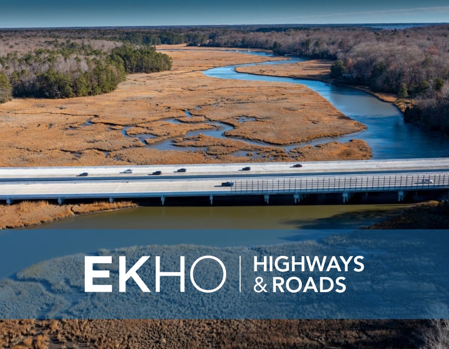 Transparent noise wall along highway bridge